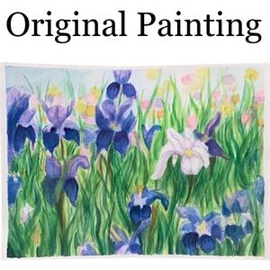 HAND CRAFTED Original Watercolor Painting “Field of Irises”